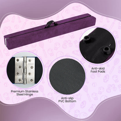 9 FT Folding Gymnastics Balance Beam with Anti-slip Base and Pine Wood Frame, Purple Sports at Gallery Canada