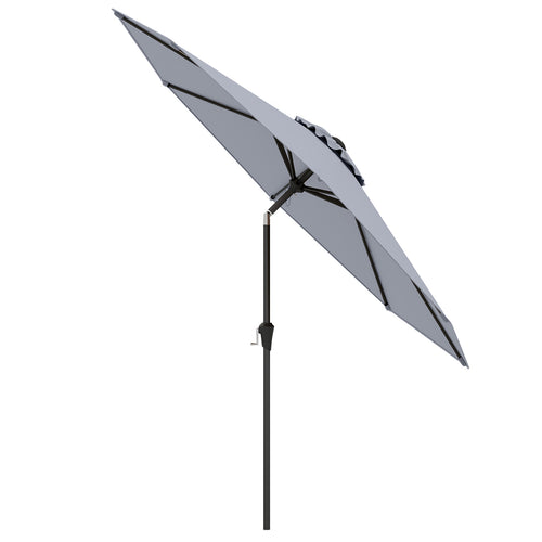 9 FT Outdoor Patio Table Umbrella, Push Button Tilt Crank Lift, Gray