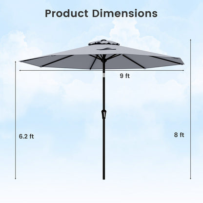 9 FT Outdoor Patio Table Umbrella, Push Button Tilt Crank Lift, Gray Outdoor Umbrellas at Gallery Canada