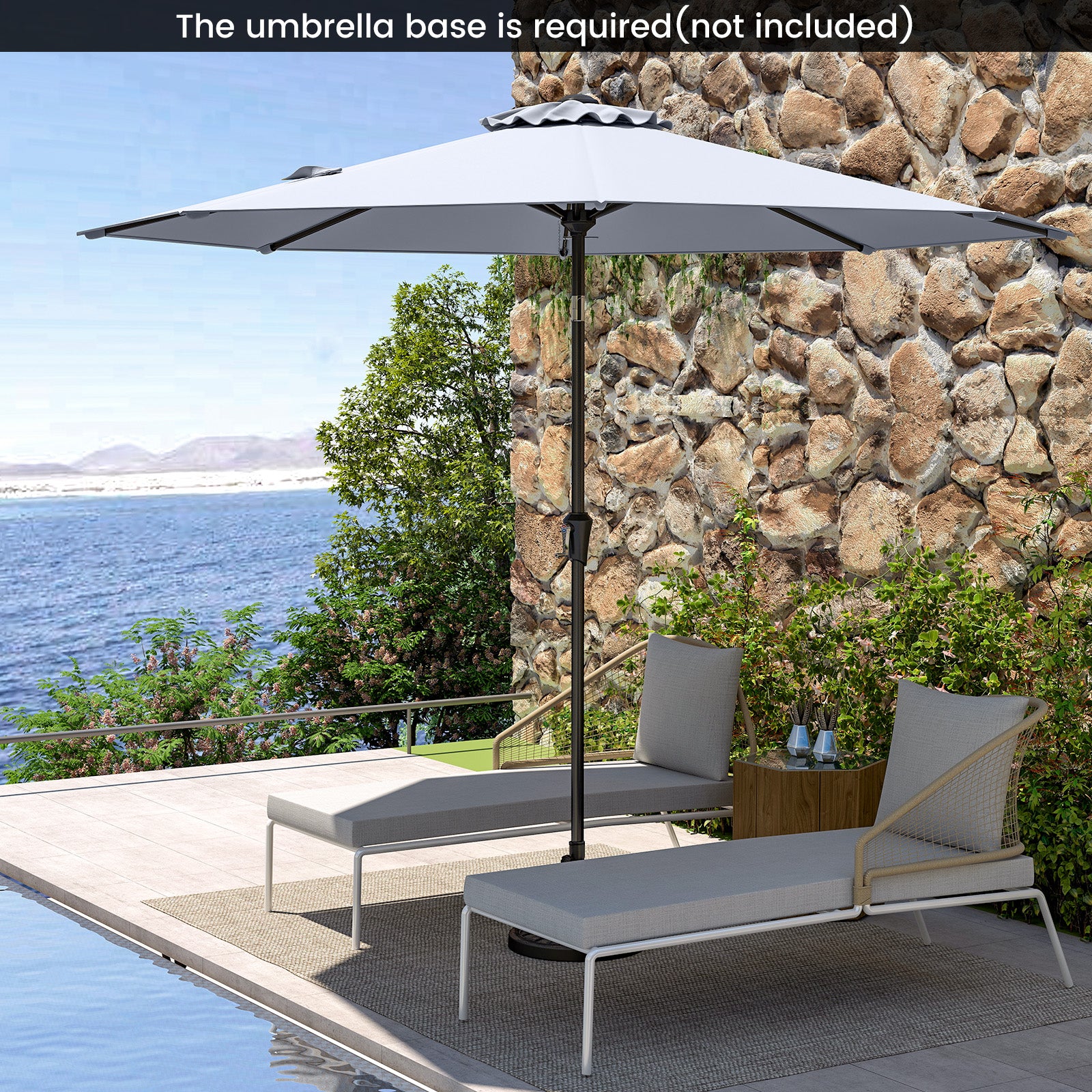 9 FT Outdoor Patio Table Umbrella, Push Button Tilt Crank Lift, Gray Outdoor Umbrellas at Gallery Canada