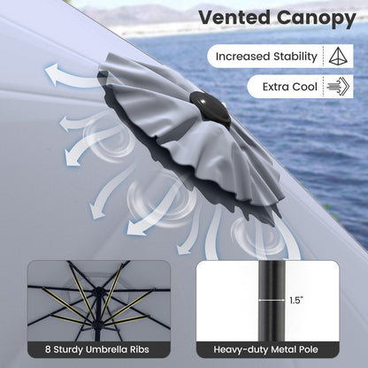 9 FT Outdoor Patio Table Umbrella, Push Button Tilt Crank Lift, Gray Outdoor Umbrellas at Gallery Canada