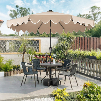 9 FT Outdoor Patio Umbrella, Solar LED Lights, Weighted Base, Brown Outdoor Umbrellas at Gallery Canada