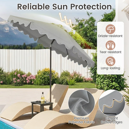 9 FT Outdoor Patio Umbrella, Solar LED Lights, Weighted Base, Gray Outdoor Umbrellas at Gallery Canada