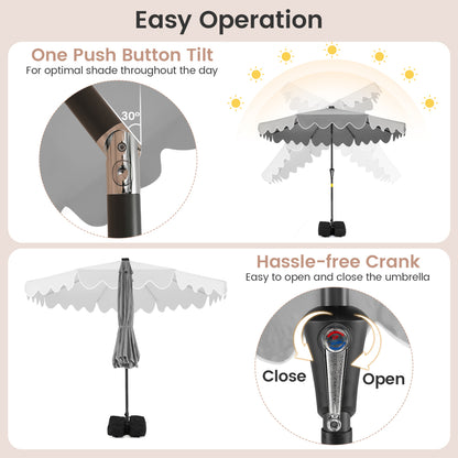 9 FT Outdoor Patio Umbrella, Solar LED Lights, Weighted Base, Gray Outdoor Umbrellas at Gallery Canada
