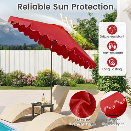 9 FT Outdoor Patio Umbrella, Solar LED Lights, Weighted Base, Red Outdoor Umbrellas at Gallery Canada