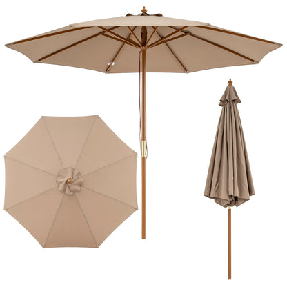 9 Ft Patio Umbrella, Outdoor Market Umbrella With 8 Bamboo Ribs, Brown Outdoor Umbrellas Brown at Gallery Canada