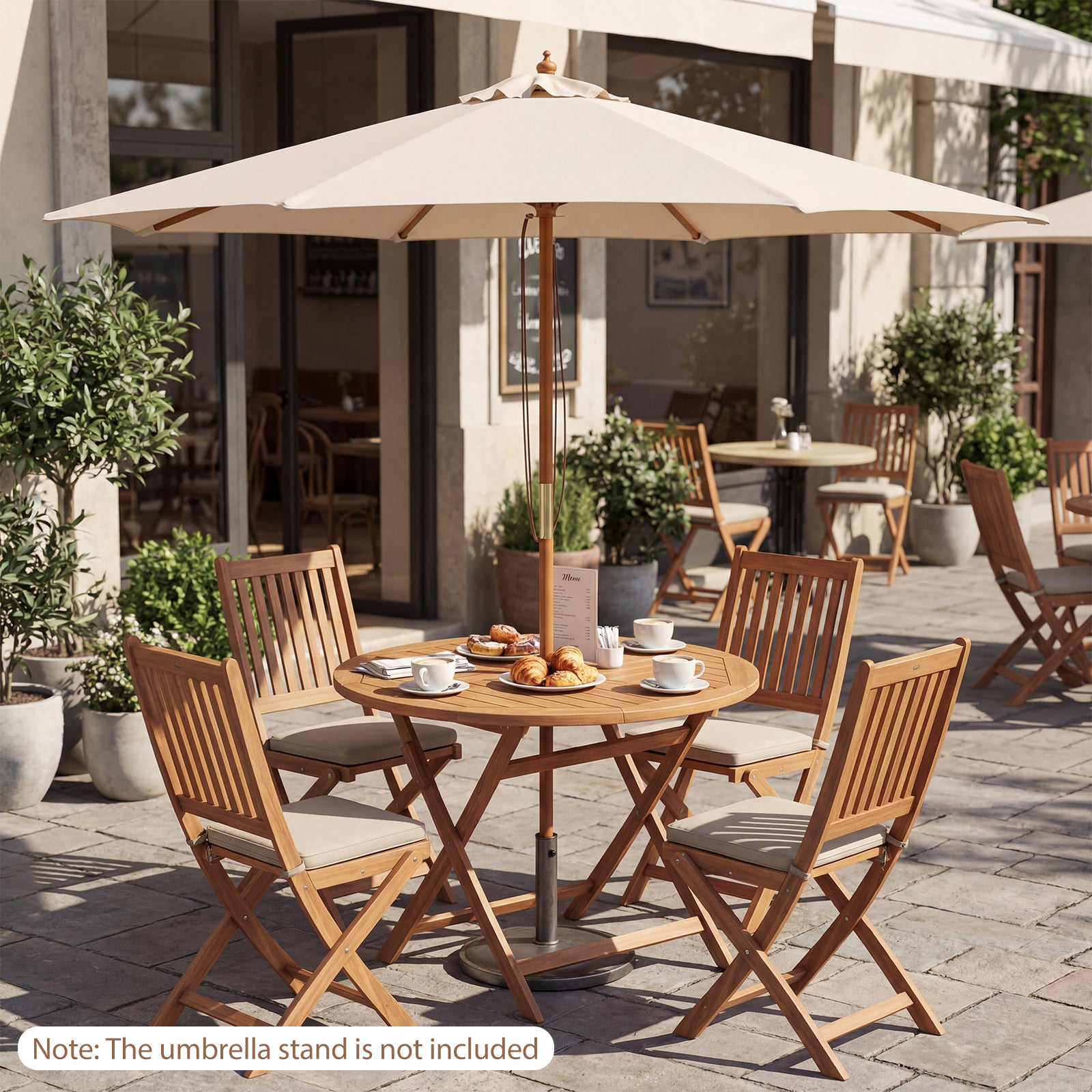 9 FT Patio Umbrella With 8 Sturdy Bamboo Ribs, Beige Outdoor Umbrellas at Gallery Canada