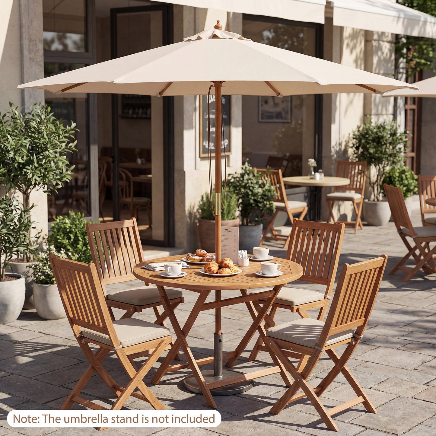 9 FT Patio Umbrella With 8 Sturdy Bamboo Ribs, Beige Outdoor Umbrellas at Gallery Canada