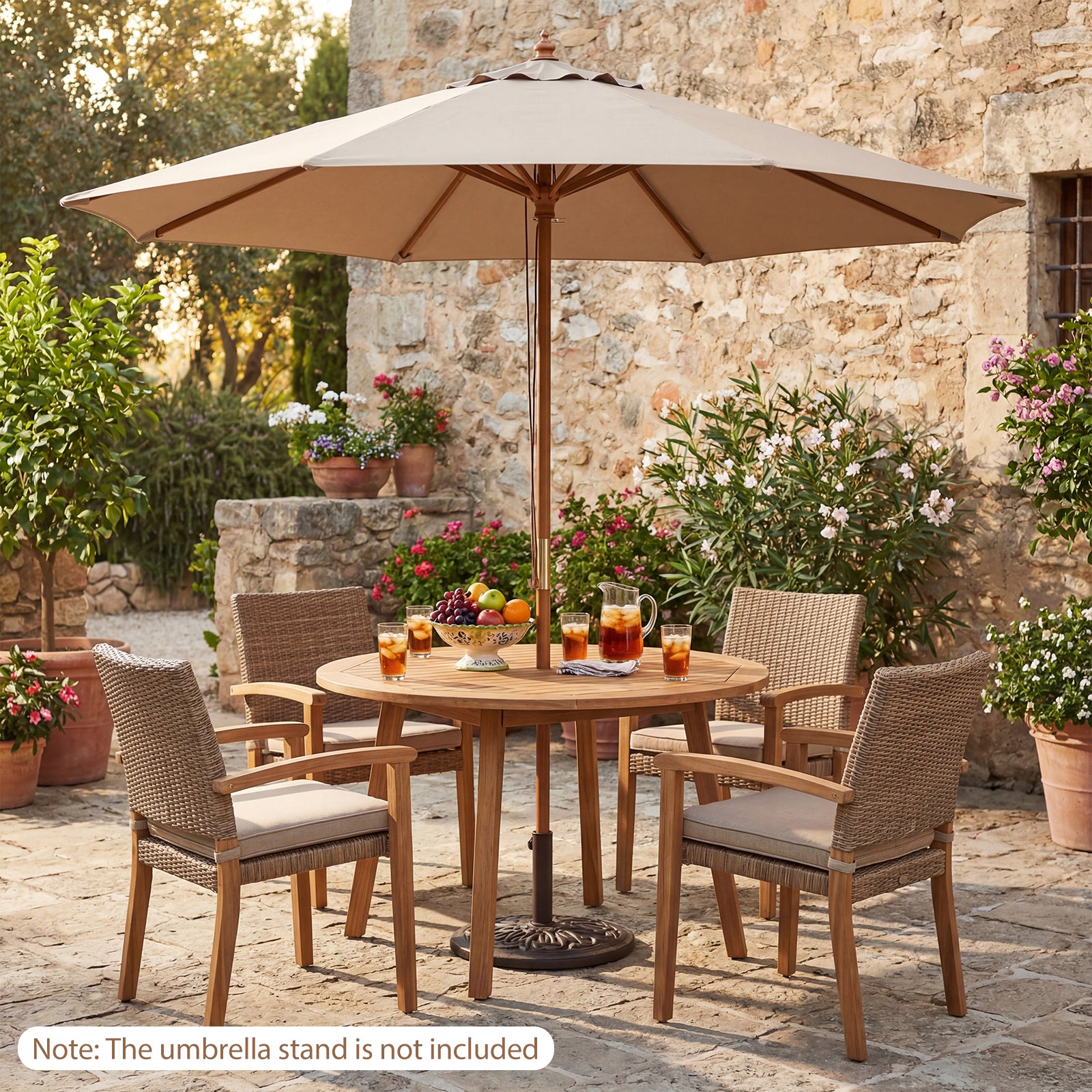 9 Ft Patio Umbrella, Outdoor Market Umbrella With 8 Bamboo Ribs, Brown Outdoor Umbrellas at Gallery Canada