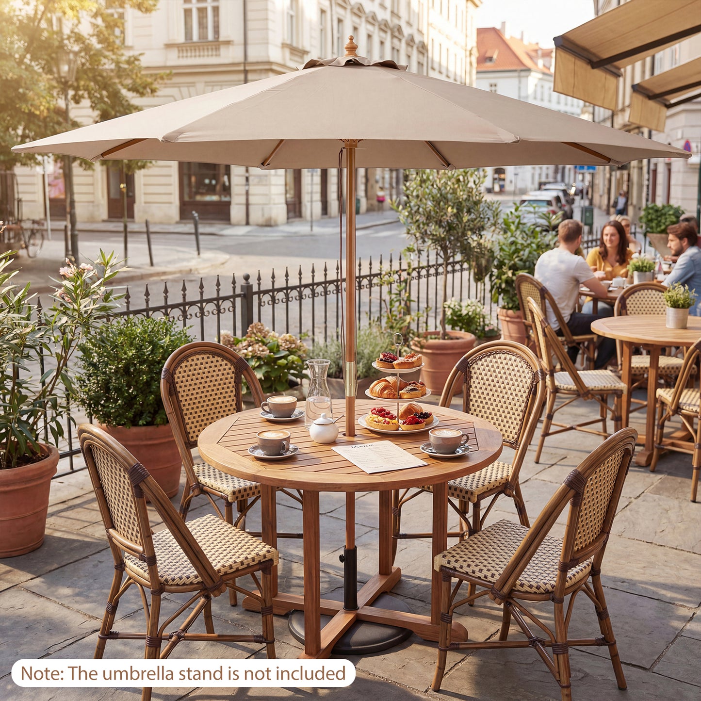 9 Ft Patio Umbrella, Outdoor Market Umbrella With 8 Bamboo Ribs, Brown Outdoor Umbrellas at Gallery Canada