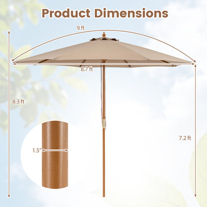 9 Ft Patio Umbrella, Outdoor Market Umbrella With 8 Bamboo Ribs, Brown Outdoor Umbrellas at Gallery Canada