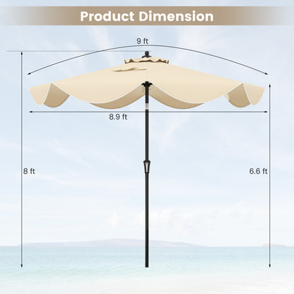 9 FT Patio Umbrella, Crank Handle, Push Button Tilt, Beige Outdoor Umbrellas at Gallery Canada