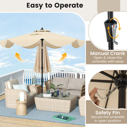9 FT Patio Umbrella, Crank Handle, Push Button Tilt, Beige Outdoor Umbrellas at Gallery Canada