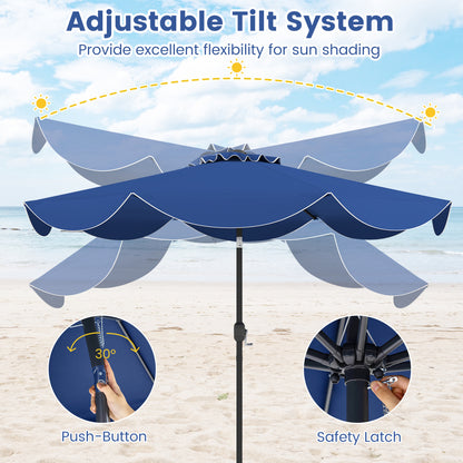 9 FT Patio Umbrella, Crank Handle, Push Button Tilt, Navy Outdoor Umbrellas at Gallery Canada