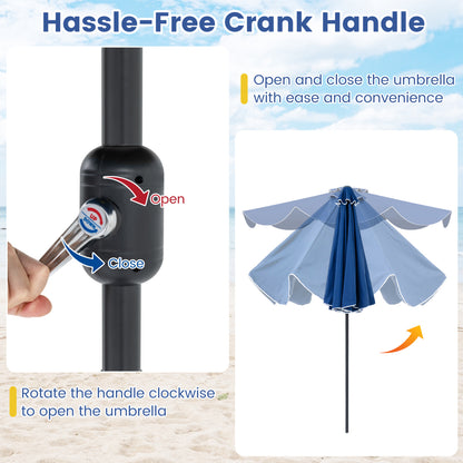 9 FT Patio Umbrella, Crank Handle, Push Button Tilt, Navy Outdoor Umbrellas at Gallery Canada