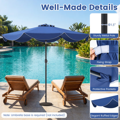 9 FT Patio Umbrella, Crank Handle, Push Button Tilt, Navy Outdoor Umbrellas at Gallery Canada