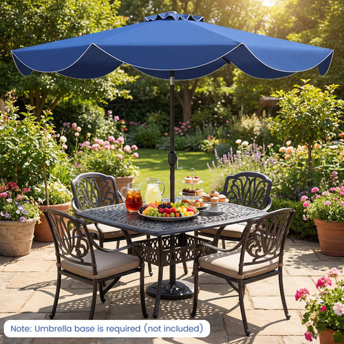 9 FT Patio Umbrella, Crank Handle, Push Button Tilt, Navy