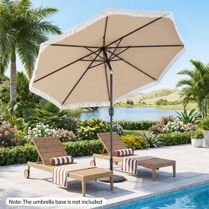 9 FT Patio Umbrella, Sun-Protective Canopy, Beige Outdoor Umbrellas at Gallery Canada