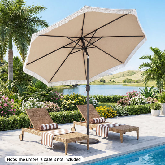 9 FT Patio Umbrella, Sun-Protective Canopy, Beige Outdoor Umbrellas Beige at Gallery Canada
