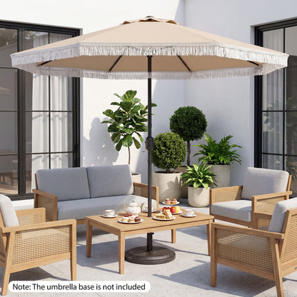 9 FT Patio Umbrella, Sun-Protective Canopy, Beige Outdoor Umbrellas at Gallery Canada