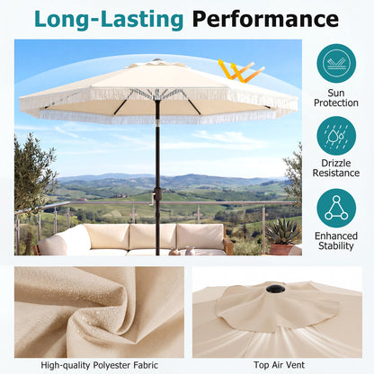9 FT Patio Umbrella, Sun-Protective Canopy, Beige Outdoor Umbrellas at Gallery Canada