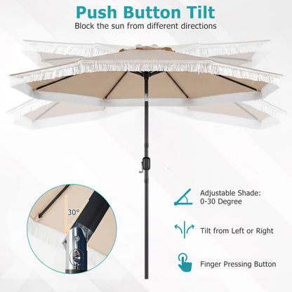 9 FT Patio Umbrella, Sun-Protective Canopy, Beige Outdoor Umbrellas at Gallery Canada