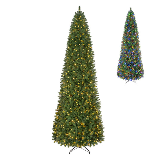 9 FT Pencil Alpine Tree, 1345 Tips, 550 LED Lights Christmas Tree Green at Gallery Canada
