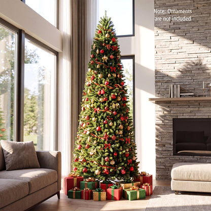 9 FT Pencil Alpine Tree, 1345 Tips, 550 LED Lights