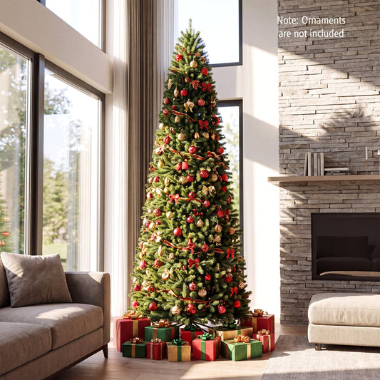 9 FT Pencil Alpine Tree, 1345 Tips, 550 LED Lights Christmas Tree Green at Gallery Canada