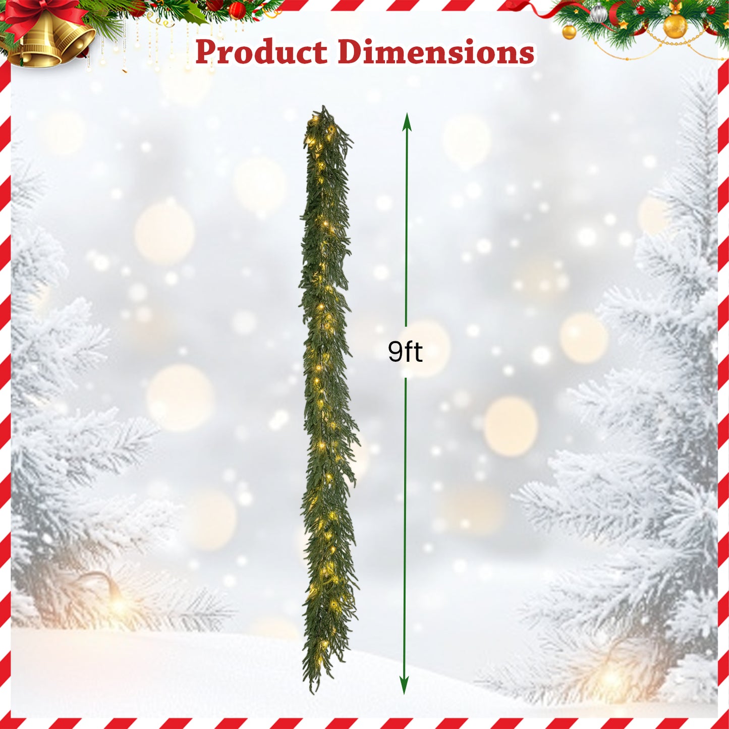 9 FT Pre-lit Artificial Cypress Christmas Garland with 50 Warm White LED Lights and 130 Branch Tips Christmas Decor & Accessories at Gallery Canada