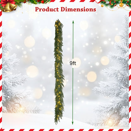 9 FT Pre-lit Artificial Cypress Christmas Garland with 50 Warm White LED Lights and 130 Branch Tips Christmas Decor & Accessories at Gallery Canada