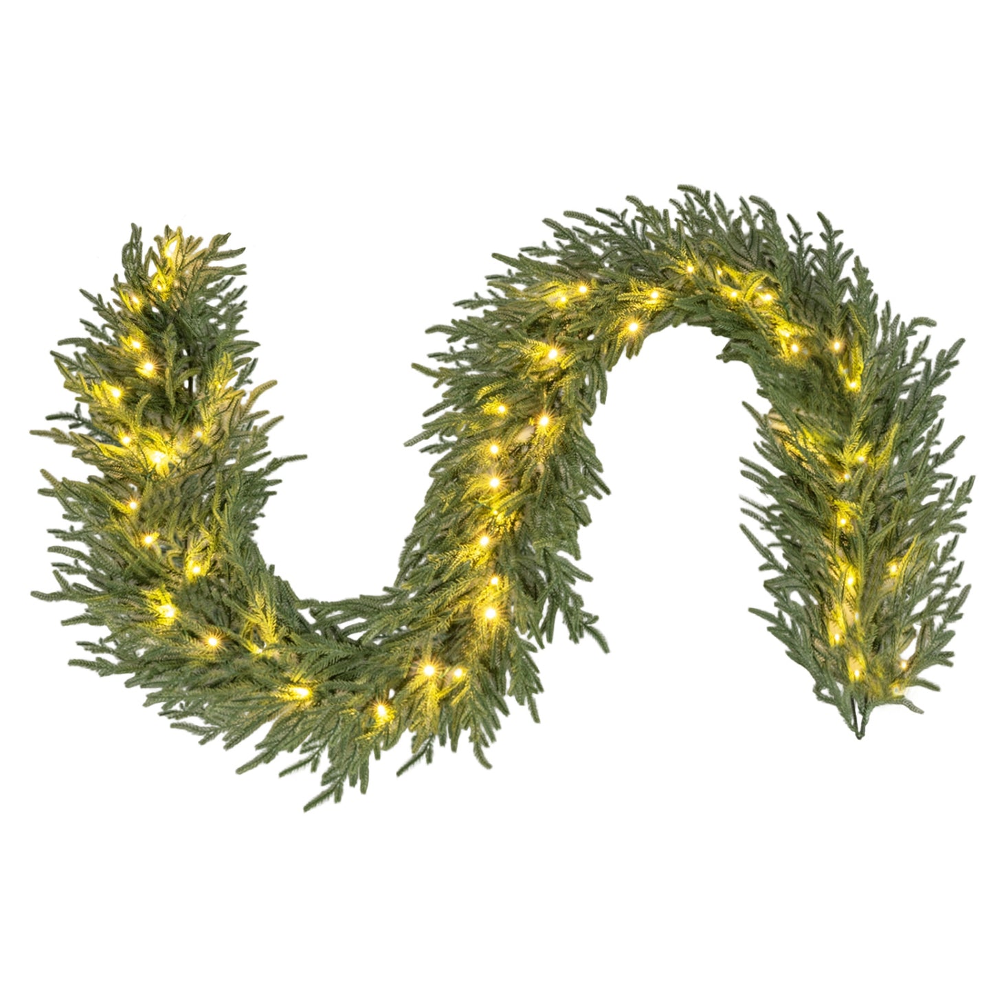 9 FT Pre-lit Artificial Cypress Christmas Garland with 50 Warm White LED Lights and 130 Branch Tips Christmas Decor & Accessories Options at Gallery Canada