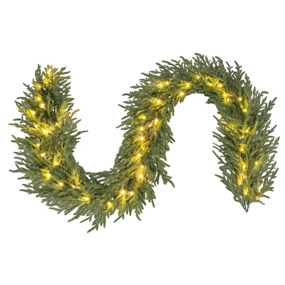 9 FT Pre-lit Artificial Cypress Christmas Garland with 50 Warm White LED Lights and 130 Branch Tips Christmas Decor & Accessories at Gallery Canada