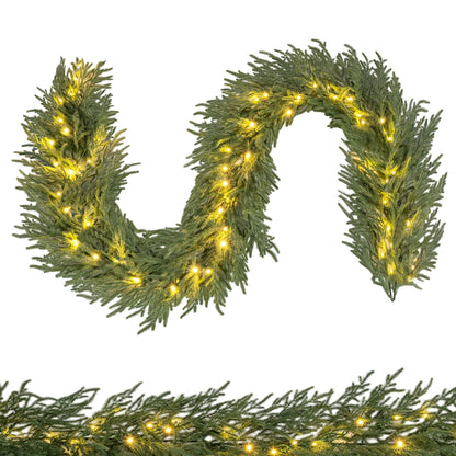 9 FT Pre-lit Artificial Cypress Christmas Garland with 50 Warm White LED Lights and 130 Branch Tips Christmas Decor & Accessories at Gallery Canada