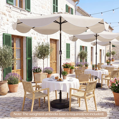 9 FT Scalloped Solar Patio Umbrella with 24 LED Lights, Beige Outdoor Umbrellas at Gallery Canada