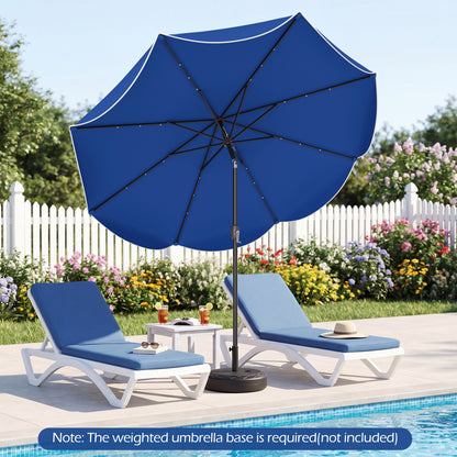 9 FT Scalloped Solar Patio Umbrella, Navy Outdoor Umbrellas at Gallery Canada