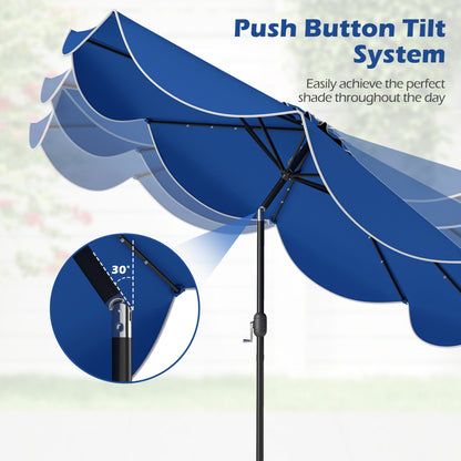 9 FT Scalloped Solar Patio Umbrella, Navy Outdoor Umbrellas at Gallery Canada