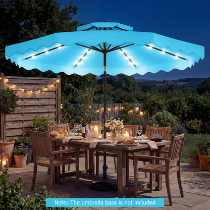 9 FT Solar LED Patio Umbrella, Push-Button Tilt Crank, Turquoise Outdoor Umbrellas at Gallery Canada