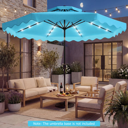 9 FT Solar LED Patio Umbrella, Push-Button Tilt Crank, Turquoise Outdoor Umbrellas at Gallery Canada