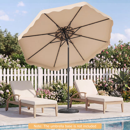 9 FT Solar LED Patio Umbrella, Push-Button Tilt Crank, Beige Outdoor Umbrellas at Gallery Canada