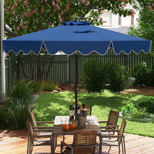 9 Feet Patio Umbrella, Crank Handle, Push Button Tilt, Navy Outdoor Umbrellas Navy at Gallery Canada