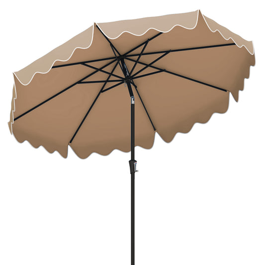 9 Feet Patio Umbrella, Crank Handle, Push Button Tilt, Brown Outdoor Umbrellas Brown at Gallery Canada