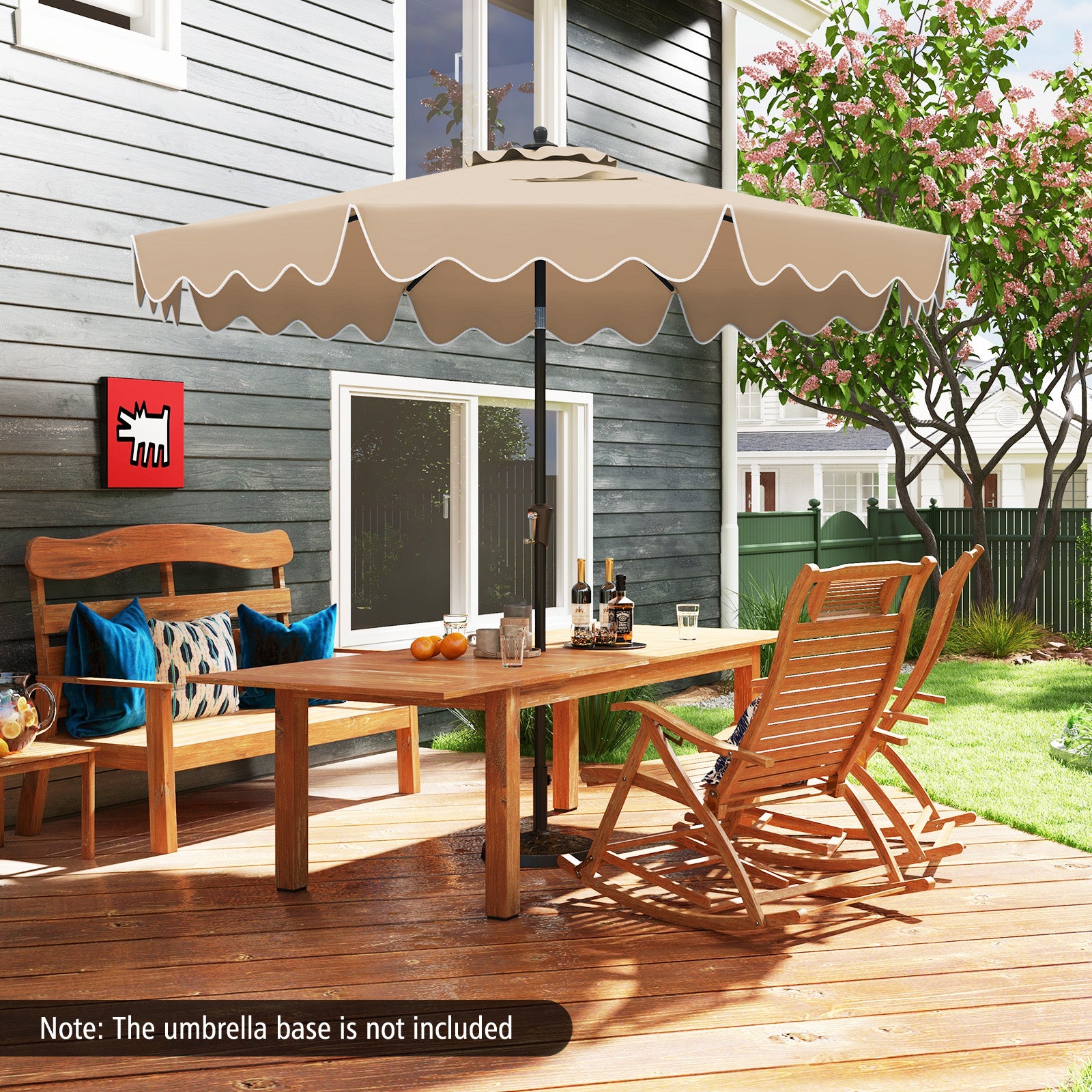 9 Feet Patio Umbrella, Crank Handle, Push Button Tilt, Brown Outdoor Umbrellas at Gallery Canada