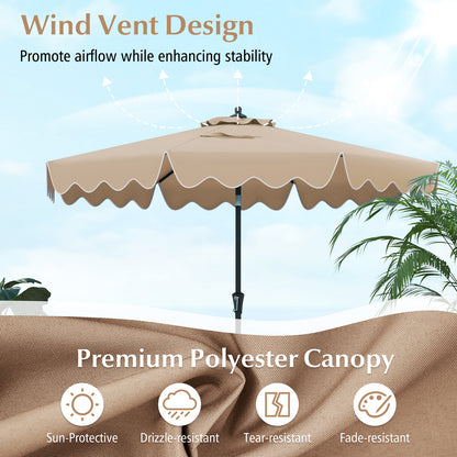 9 Feet Patio Umbrella, Crank Handle, Push Button Tilt, Brown Outdoor Umbrellas at Gallery Canada