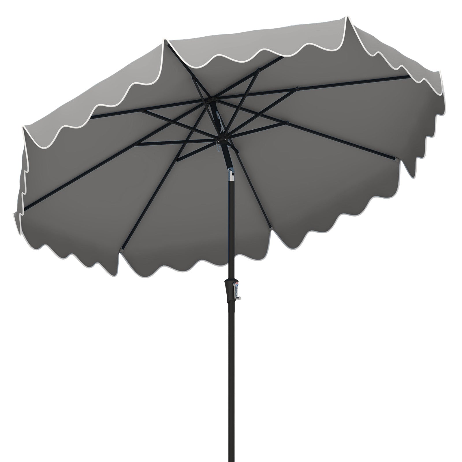 9 Feet Patio Umbrella, Crank Handle, Push Button Tilt, Gray Outdoor Umbrellas Gray at Gallery Canada