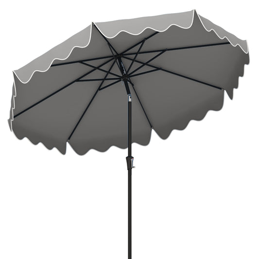 9 Feet Patio Umbrella, Crank Handle, Push Button Tilt, Gray Outdoor Umbrellas Gray at Gallery Canada