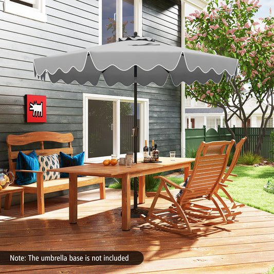 9 Feet Patio Umbrella, Crank Handle, Push Button Tilt, Gray Outdoor Umbrellas Gray at Gallery Canada