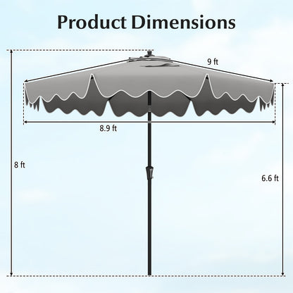 9 Feet Patio Umbrella, Crank Handle, Push Button Tilt, Gray Outdoor Umbrellas at Gallery Canada