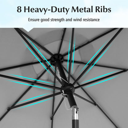 9 Feet Patio Umbrella, Crank Handle, Push Button Tilt, Gray Outdoor Umbrellas at Gallery Canada