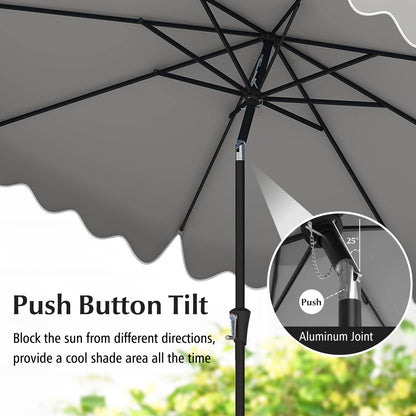 9 Feet Patio Umbrella, Crank Handle, Push Button Tilt, Gray Outdoor Umbrellas at Gallery Canada